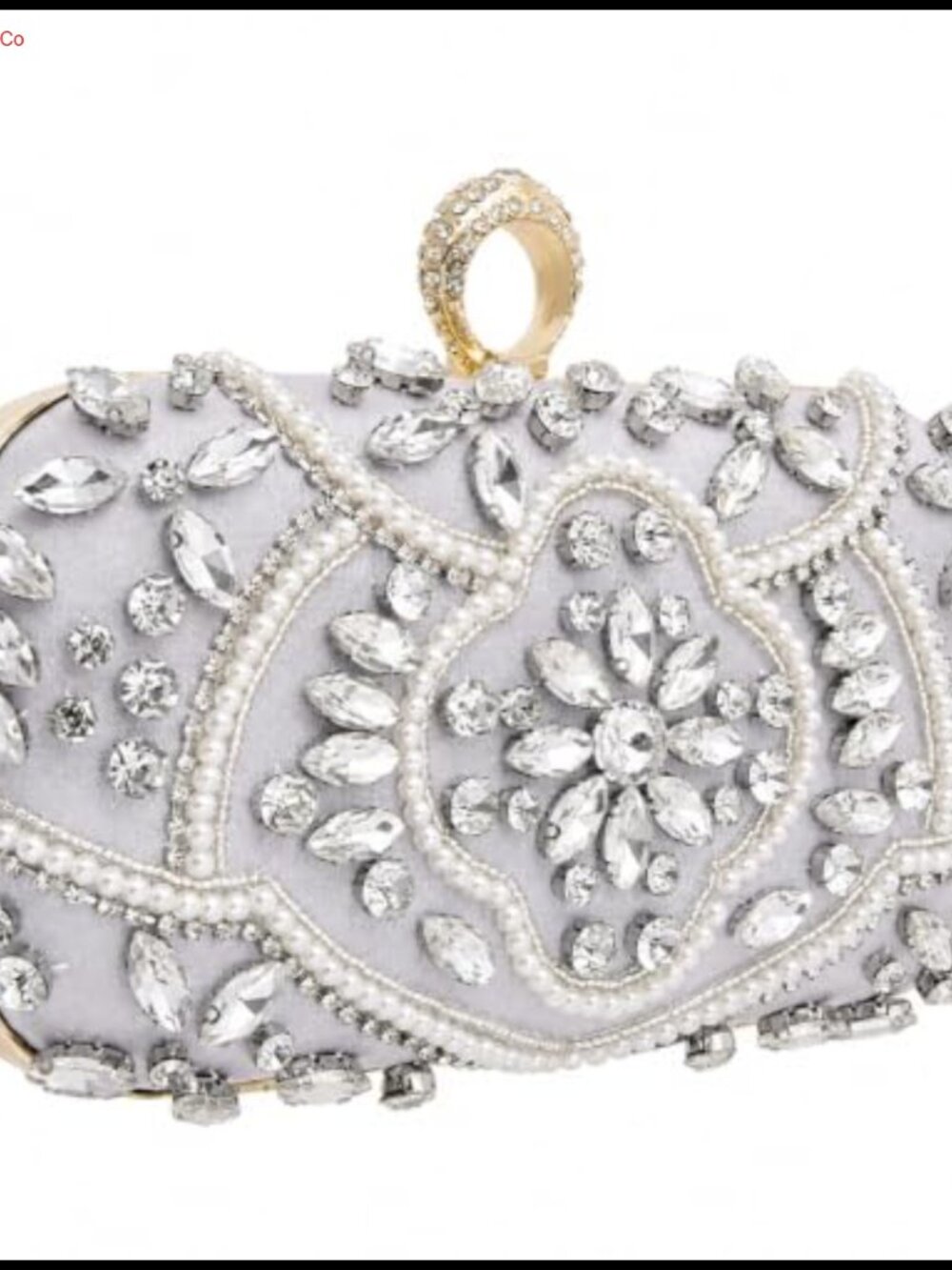 Rhinestone Beaded Evening Clutch Purse with Detachable Chain Strap